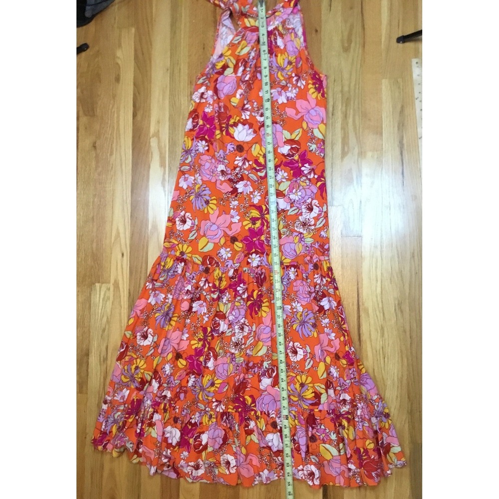 Vince Camuto Halter Neck Dress Maxi Tiered S VTG Y2K Boho Vibrant Festival Hippi - Picture 7 of 11